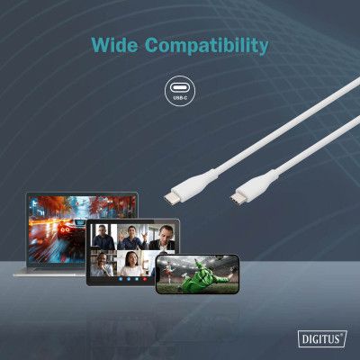 Дата кабель USB-C to USB-C 2.0m USB 2.0 60W silicone white Digitus (AK-300341-020-W) | Зображення 7