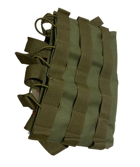 Подсумок для АК/АКМ Tactic4Profi на 3 магазина оксфорд PU хаки с открытым карманом