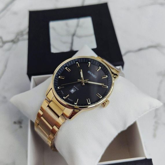 Мужские кварцевые наручные часы Skmei 1878 Gold/Black | Зображення 3