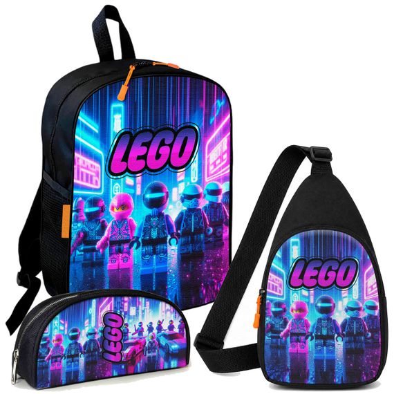 Набор lego 3 в 1: детский рюкзак + сумка-слинг + пенал, для мальчика и девочки 7–9 лет (6096)