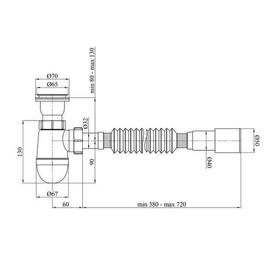 Сифон для кухонної мийки Kroner KRP - TW01 1 1/2"х40/50 мм | Зображення 1