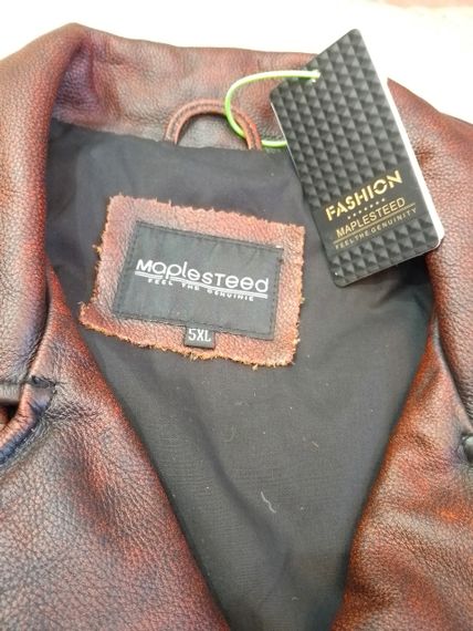 Мужская байкерская куртка косуха прессованная кожа 5xl | Зображення 7