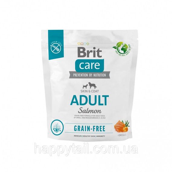 Беззерновий корм Brit Care Grain-free Adult для собак малих та середніх порід, лосось, 1 кг
