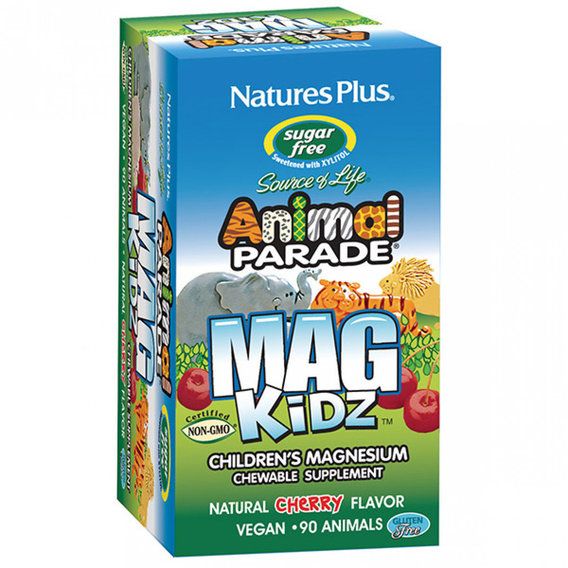 Мікроелемент Магній Nature's Plus Animal Parade, Mag Kidz Sugar Free 90 Chewable Tabs Natural Cherry Flavor