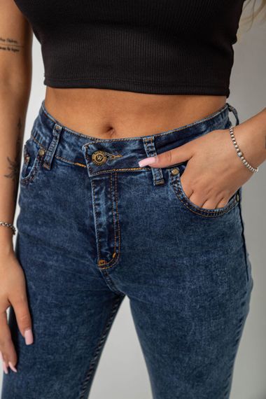 Джинси жіночі однотонні Skinny, колір синій, 244R1268 | Зображення 4