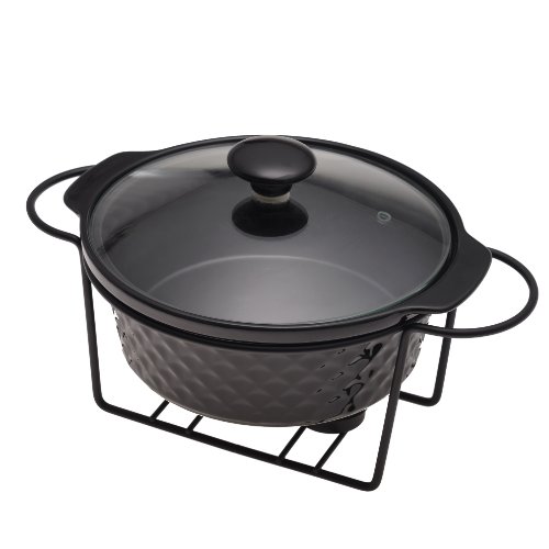 Марміт круглий 1,5л 24*21*8см кераміка скляна кришка + метал.підставка 6425 KAMILLE | Зображення 4