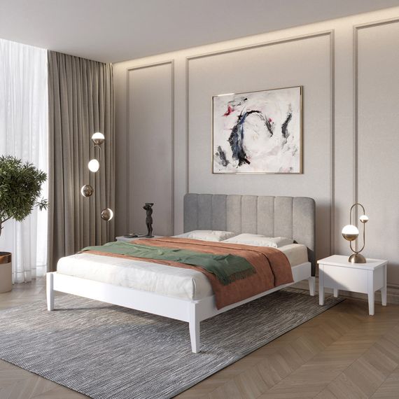 Двоспальне дерев&#039;яне ліжко Mebigrand Лондон ДК Сіро-блакитний (S2010R80B)/Аляска 93 (Сірий) Б1 180х190 см (MBG-6905)