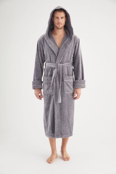 Чоловічий халат Nusa 1390 з капюшоном, сірий, 3XL | Зображення 1