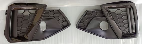 Решетки противотуманных фар S-Style (Sport, 2020-2022, 2 шт, Черный) для Ауди A4 B9