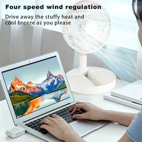 Портативный вентилятор с USB-зарядкой, складной, с  регулируемой высотой, аккумуляторный | Зображення 7