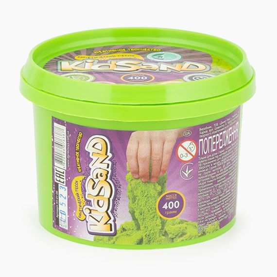 Кінетичний пісок "KidSand" KS-01-06 Danko Toys, банка 400г (4820186076387) Зелений
