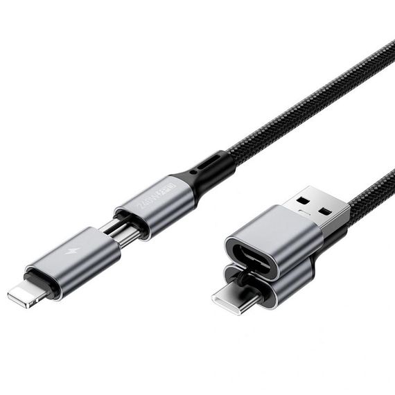 Дата кабель WIWU C085 Raptor Pro 4in1 Type-C to USB/Type-C to Lightning 240W (1.2m) Black | Зображення 1