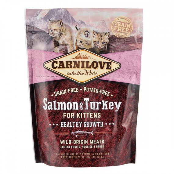 Корм сухий Carnilove Cat Kitten для кошенят з лососем та індичкою 400 г
