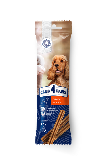 Клуб 4 Лапи ПРЕМІУМ ДЕНТАЛ СТІКС. ЖУВАЛЬНІ ПАЛИЧКИ ДЛЯ ДОРОСЛИХ СОБАК  СЕРЕДНІХ ПОРІД 77 г