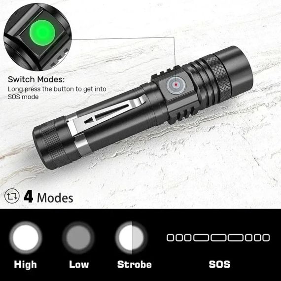 CTZSOOP UltraBeam X500 – Потужний Аккумуляторний LED Ліхтар з USB-C, 5 Режимів і Zoom-Фокусом 1000LM | Зображення 4