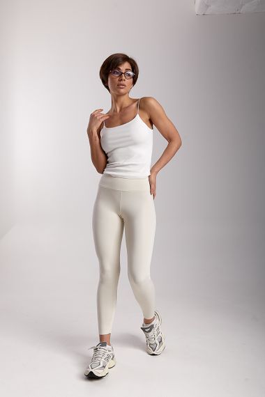 Утеплені жіночі лосини з утягуючим поясом - молочний цвет, XS (є розміри) | Зображення 2