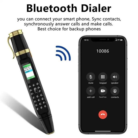 Міні мобільний телефон ручка AIEK BM111 2SIM Чорний | Зображення 6