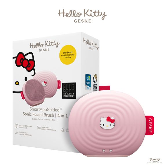 Електронна ультразвукова щітка для обличчя GESKE Sonic Facial Brush 4в1 by Hello Kitty purple, Рожевий