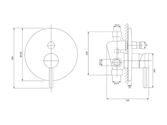 Смеситель скрытого монтажа для душа Omnires Y chrome (Y1235CR) | Зображення 1