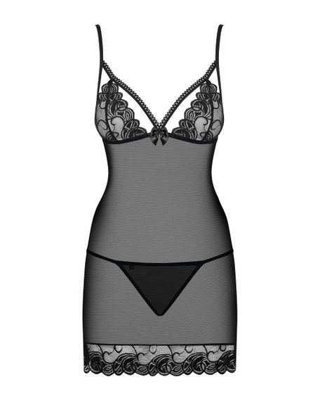 Сорочка Obsessive Wonderia chemise Черный S/M | Зображення 6