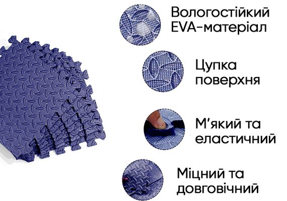 Мат-пазл EasyFit SwallowTail EVA 120х60х1 см татамі ластівчин хвіст Синій (EF-1950-30-BE) | Зображення 5