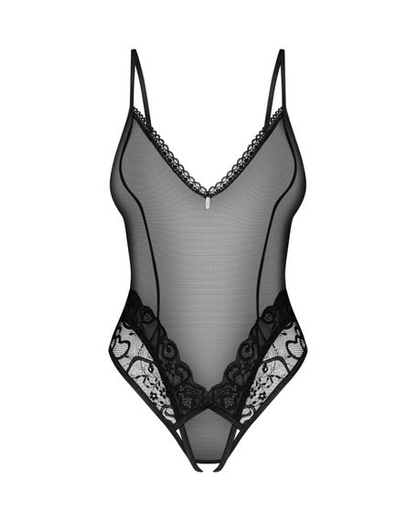 Тедди с доступом Obsessive Blomentis crotchless teddy, XL/2XL, прозрачное, открытая спина, низ-стринги | Зображення 2