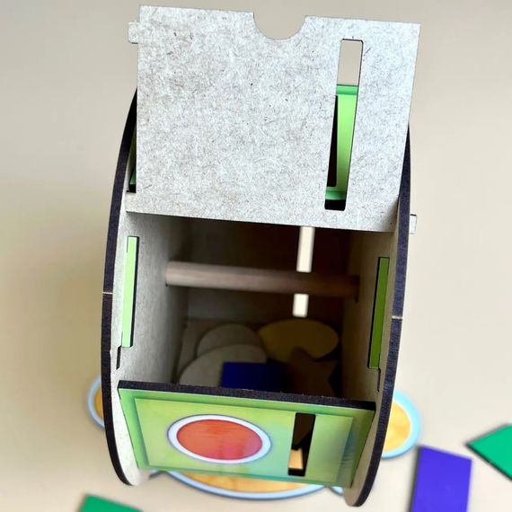 Деревянный сортер "Барабан" Ubumblebees (ПСФ135) PSF135 геометрические фигуры | Зображення 4