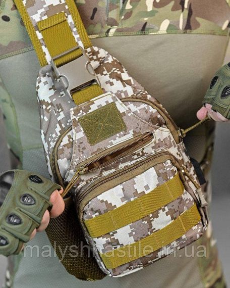 Армійська нагрудна сумка рюкзак з USB портом Захисник Sahara ДЛ7537 | Зображення 2
