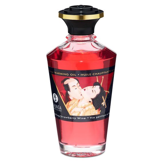 Розігрівальна олія Shunga Aphrodisiac Warming Oil – Sparkling Strawberry Wine (100 мл) без цукру | Зображення 1