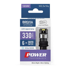 10139X2 BREVIA Лампа світлодіодна Brevia Power P27/7W (3157) 330Lm 6x3020SMD 12/24V CANbus, 2шт.