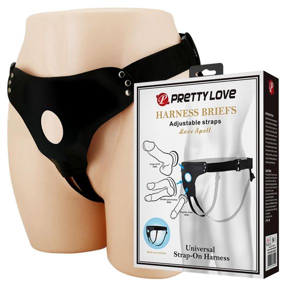 Трусики-ремені для страпону Pretty Love Love Spell, чорні, 80-118 см sexstyle