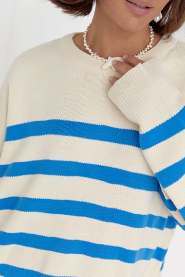 Кофта женская oversize в полоску синий цвет L | Зображення 3