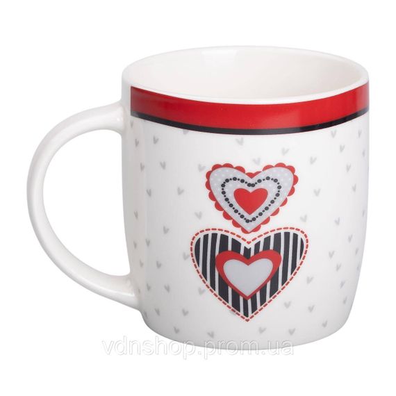 Чашка фарфоровая 400 (мл) с сердечками для чая и кофе Lugi RX-N240147W