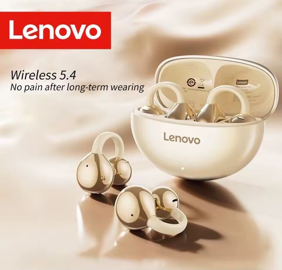Наушники-кафы Lenovo TA410 золотистые - Чистый Звук, Мощный Bluetooth 5.4, Очень Удобные | Зображення 2