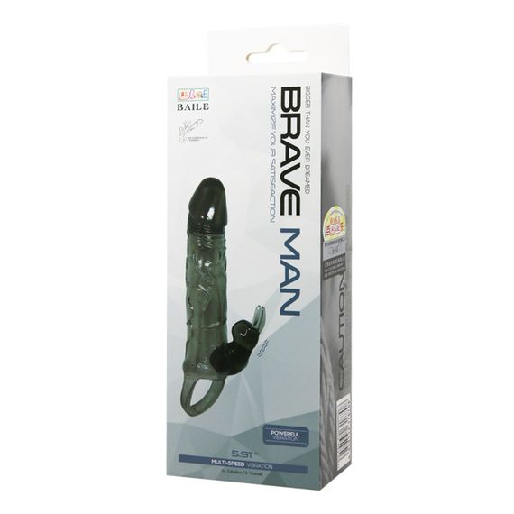 Насадка на член - Brave Man Vibrating Penis Sleeve 5,91" Black Sex Aura | Зображення 7