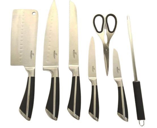 Набор ножей для кухни Bohmann BH-8001-08 из нержавеющей стали с подставкой 8 предметов Черный | Зображення 1
