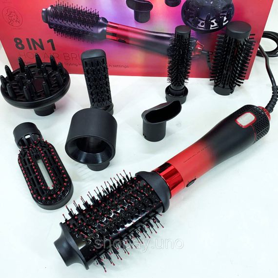 Фен-щетка стайлер VGR 8 в 1 V-488. Цвет: красный | Зображення 2
