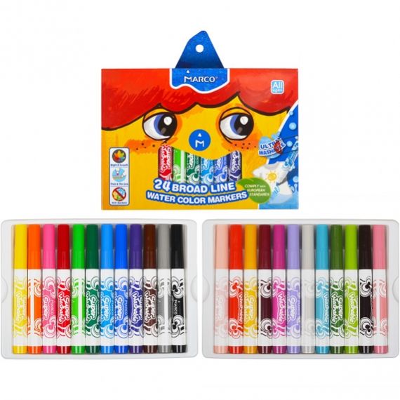 Маркери Super Washable Jumbo 24 кольори, 1632-24CB Marco, в коробці (6951572914964) | Зображення 1