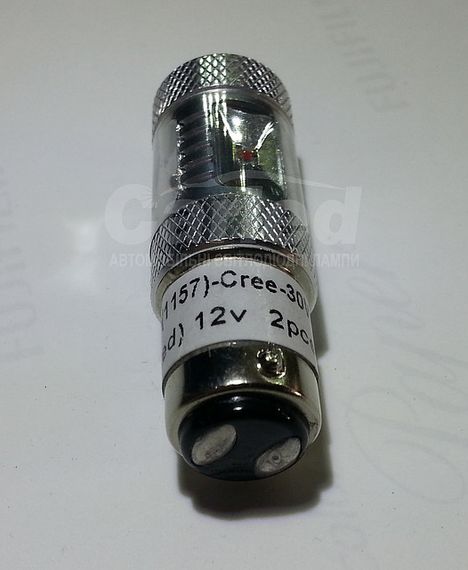 Светодиодная автолампа 1157 - P21/5W - BAY15d, 30W RED (500Lm) + Линза CREE LED двухконтактная красная | Зображення 1
