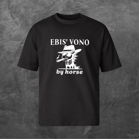 Футболка унісекс з принтом Ebis* vono by horse Оверсайз чорна S