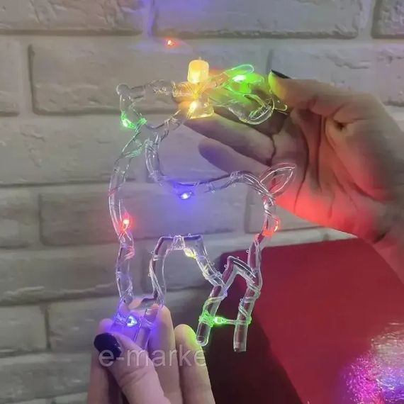 Гірлянда-штора USB, 3м, з пультом, зірки та олені, Різнокольоровий / Новорічна LED гірлянда на штору XPRO (234576474_277) | Зображення 1