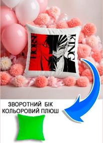 Подушка плюшева Мерч Крафт Дизайн з принтом аніме bleach салатовий плюш квадратна 33х33 см