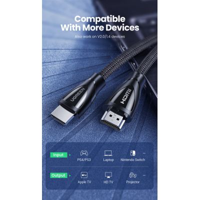 Кабель мультимедийный HDMI M to HDMI M 1.0m V2.1 Ugreen (80401) | Зображення 1