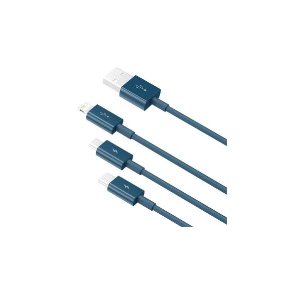 Дата кабель USB 2.0 AM to Lightning + Micro 5P + Type-C 1.5m 3.5A blue Baseus (CAMLTYS-03) | Зображення 2