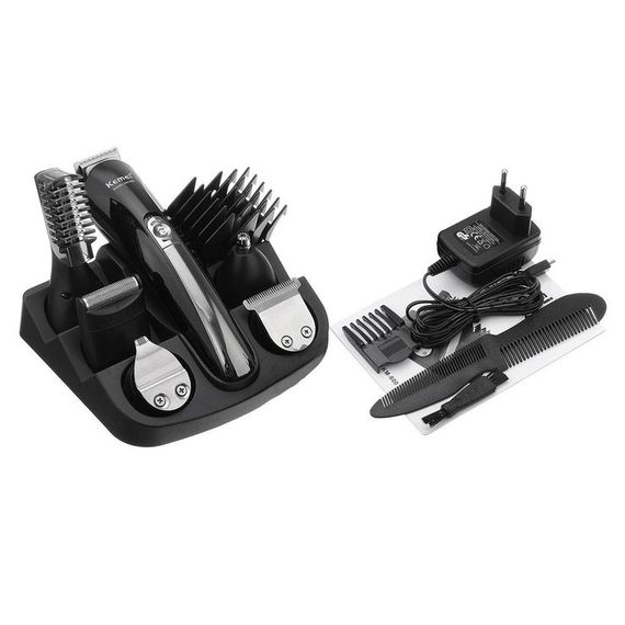 Тример чоловічий Kemei KM-600 універсальний 11 в 1 для стрижки волосся та гоління бороди та носа, бездротовий | Зображення 2
