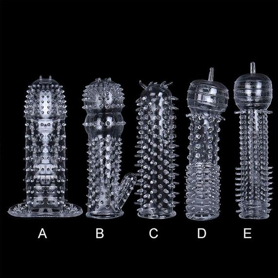 Набор рельефных эластичных насадок на пенис (5 штук) | Зображення 2