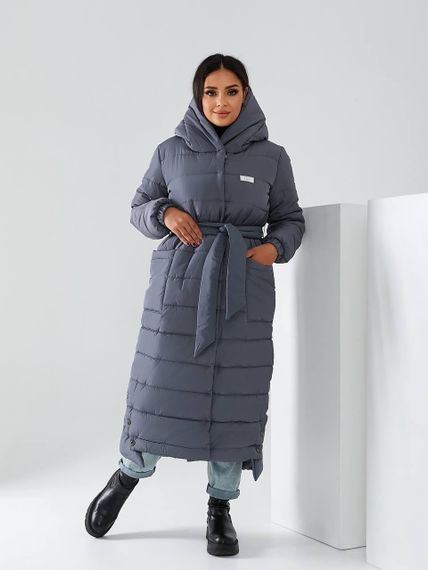 Пуховик арт. А-032 темно сірий
