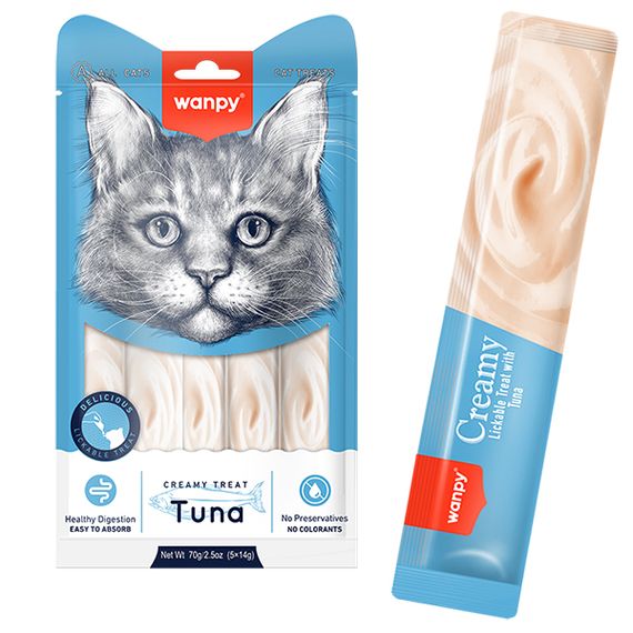 Рідкі ласощі для котів Wanpy Creamy Lickable Treats Tuna з тунцем 5 х 14 гр