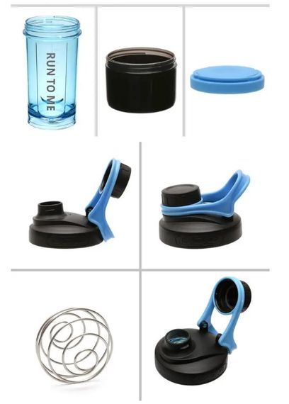 Шейкер спортивний з контейнером Casno 600 мл KXN-1199 з вінчиком Синій (KXN-1199_Blue) | Зображення 1