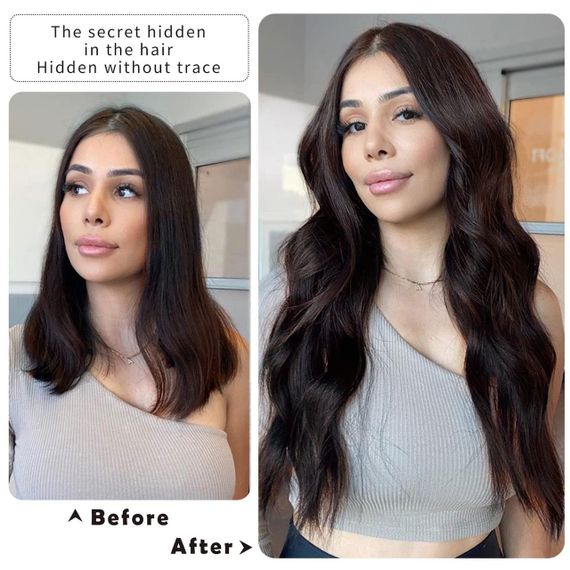 Накладні пасма на шпильках 50 см, коричневі, набір із 4 штук | Зображення 3